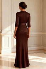 Sheath Round Neck Long Mother of the Bride Dress with Slit