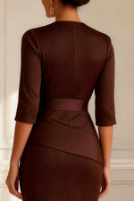 Sheath Round Neck Long Mother of the Bride Dress with Slit