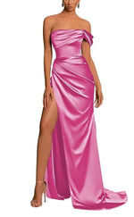 L0976 - Couture Simple Draped Sleeveless With Train and High Slit  Party Prom Formal Evening Dress