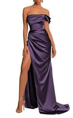 L0976 - Couture Simple Draped Sleeveless With Train and High Slit  Party Prom Formal Evening Dress