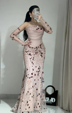 Fashion Strapless Detachable Long Sleeves Sprkle Mermaid Evening Dress