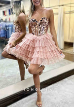 Gorgeous Sweetheart A-Line Short Tiered Tulle Homecoming Dress with Mirror