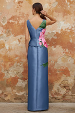 Elegant Sleeveless Backless Floral Print Mermaid Side Slit Evening Dress