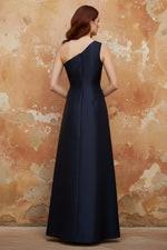 One Shoulder Sleeveless Floral Print A-Line Evening Dress