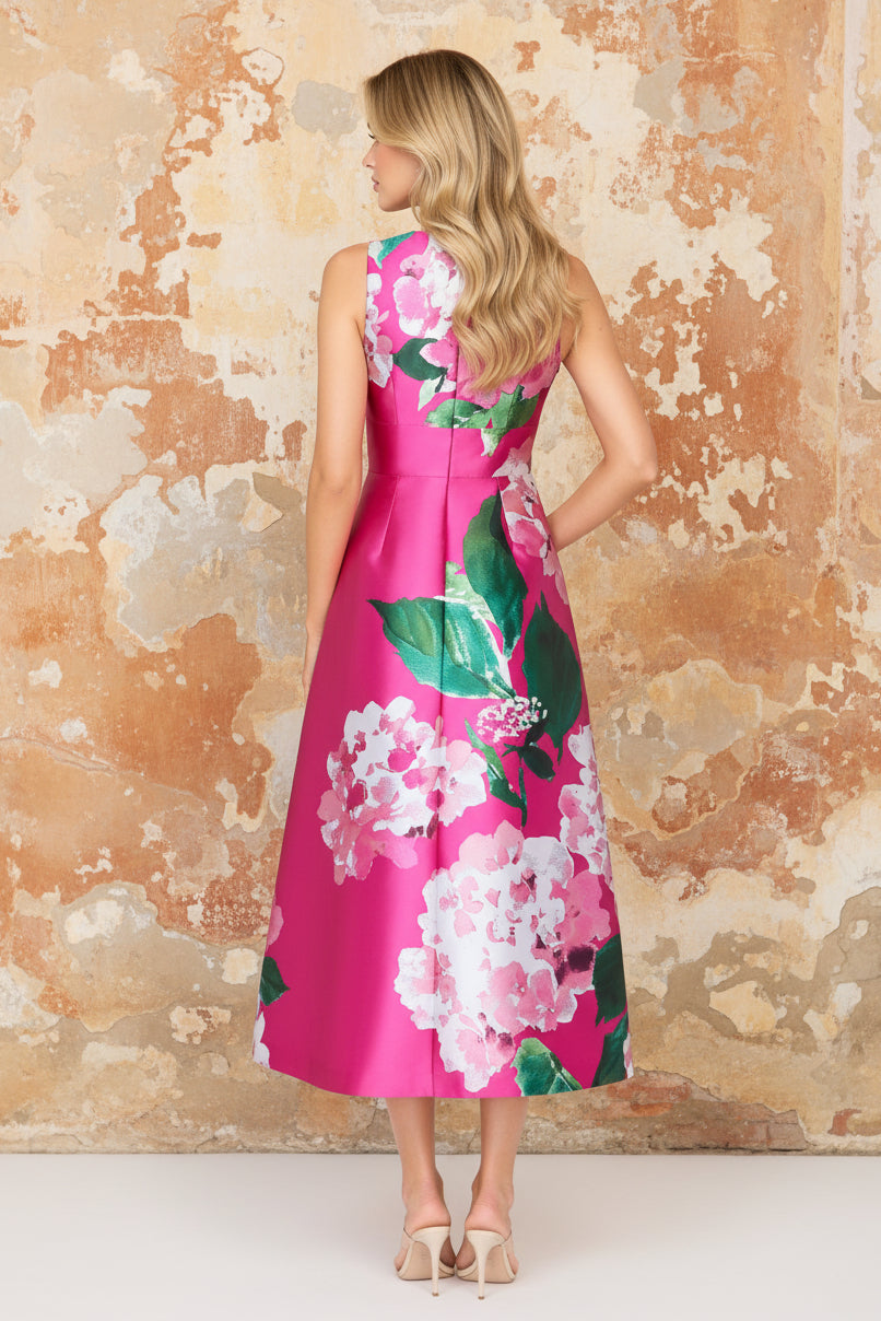 V-Neck Sleeveless A-Line Flowers Floral Print Evening Dress