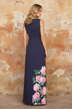 Sleeveless Jumpsuit Flowers Floral Print Side Slit Evening Dress