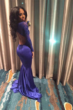 Backless Long Sleeves Mermaid Long Prom Dress Elegant With Lace Appliques