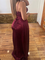 Sweetheart Corset Satin Beaded Prom Dresses Long Strapless Evening Gowns with Split