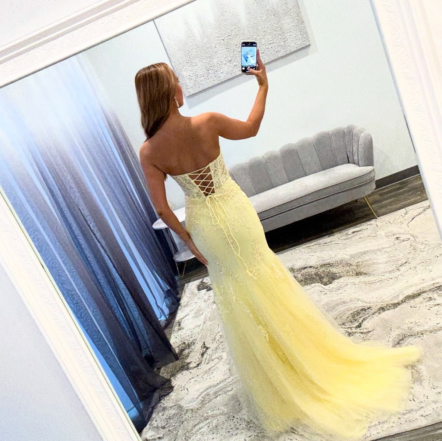 Sweetheart Tulle Lace Appliqued Long Prom Dresses Mermaid Corset Evening Gowns with Split