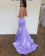 Mermaid Satin Crystal Beaded Prom Dresses Long Sleeveless Plus Size Evening Gowns