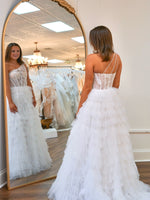 Women's One Shoulder Tulle Ruffled Prom Dresses Corset Lace Prom Dress