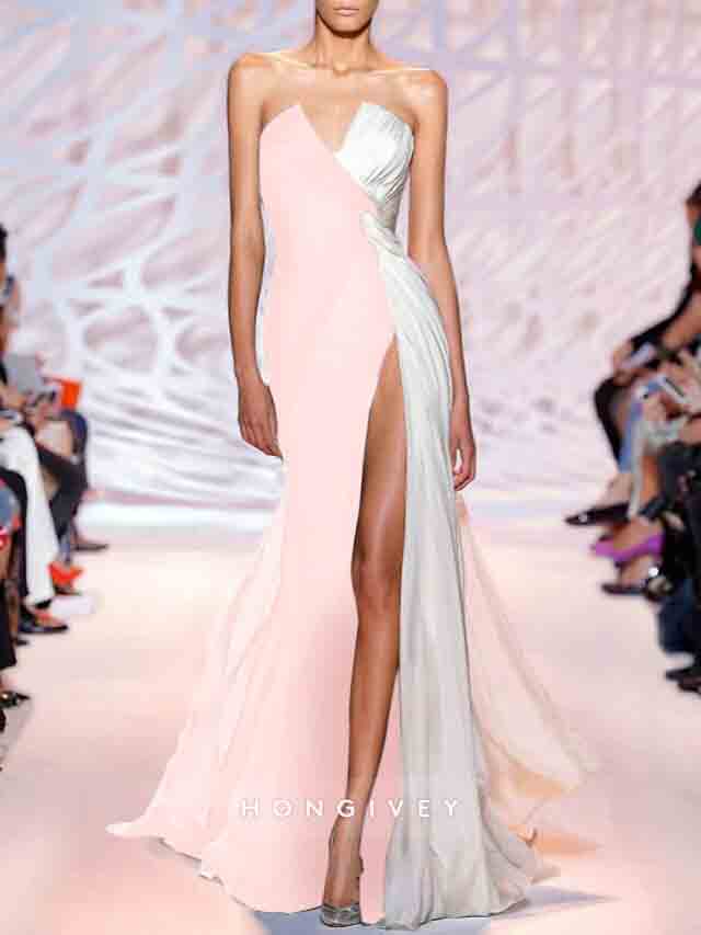 Simple Sweetheart A-line Evening Gown Side Slit