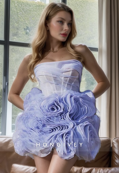 Tulle A-Line Strapless Sheer Empire Party Evening Homecoming Dress