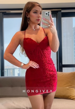 Sexy Fitted Sweetheart Spaghetti Straps Appliques Short Party Homecoming Dress