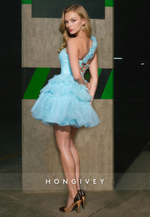 Chic Tulle A-Line Sweetheart One Shoulder Lace-Up Short Homecoming Dress