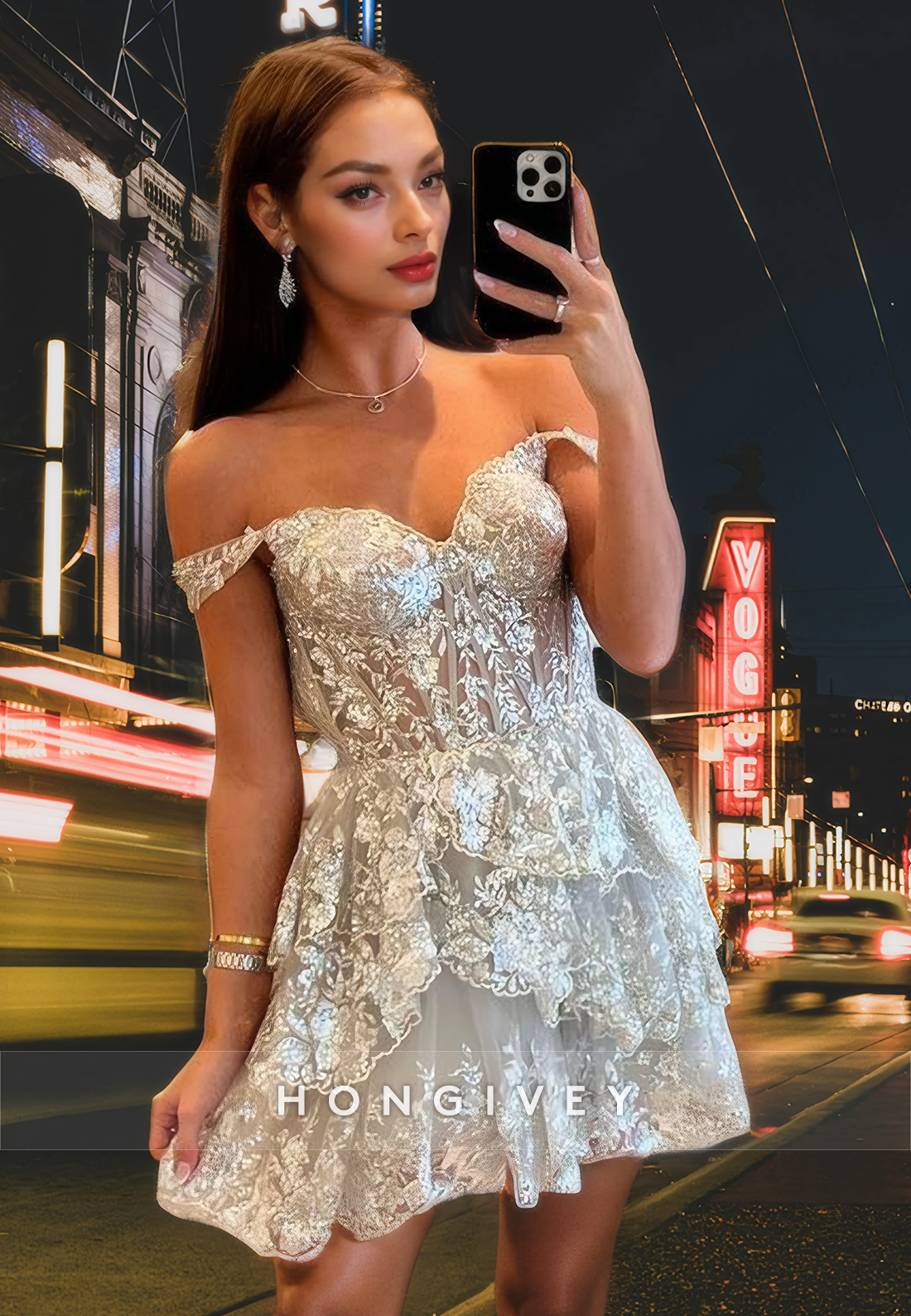 Sexy Lace A-Line Sweetheart Off-Shoulder Short Homecoming Dress