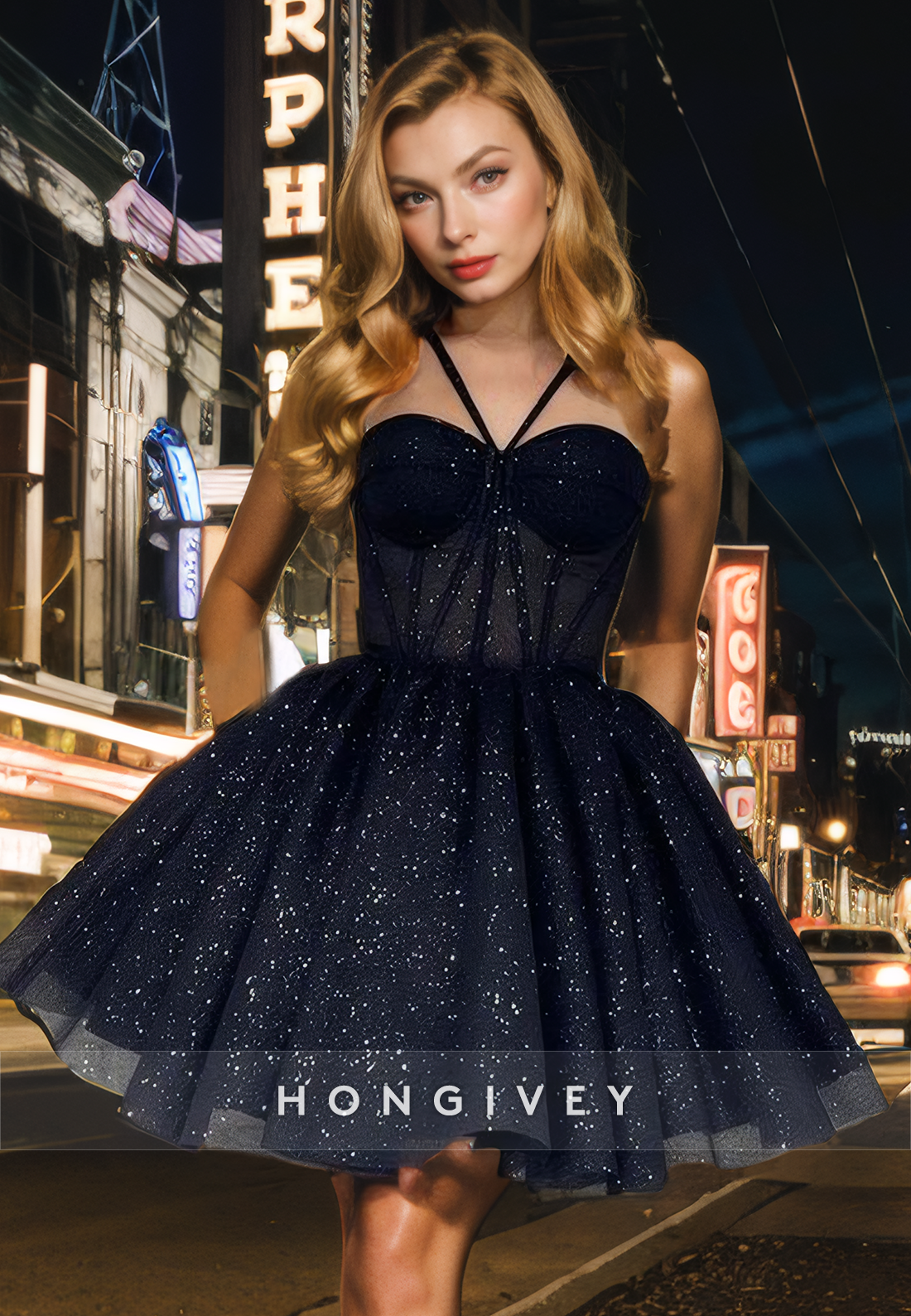 Chic Tulle A-Line Sweetheart Empire Sparkly Short Cocktail Homecoming Dress