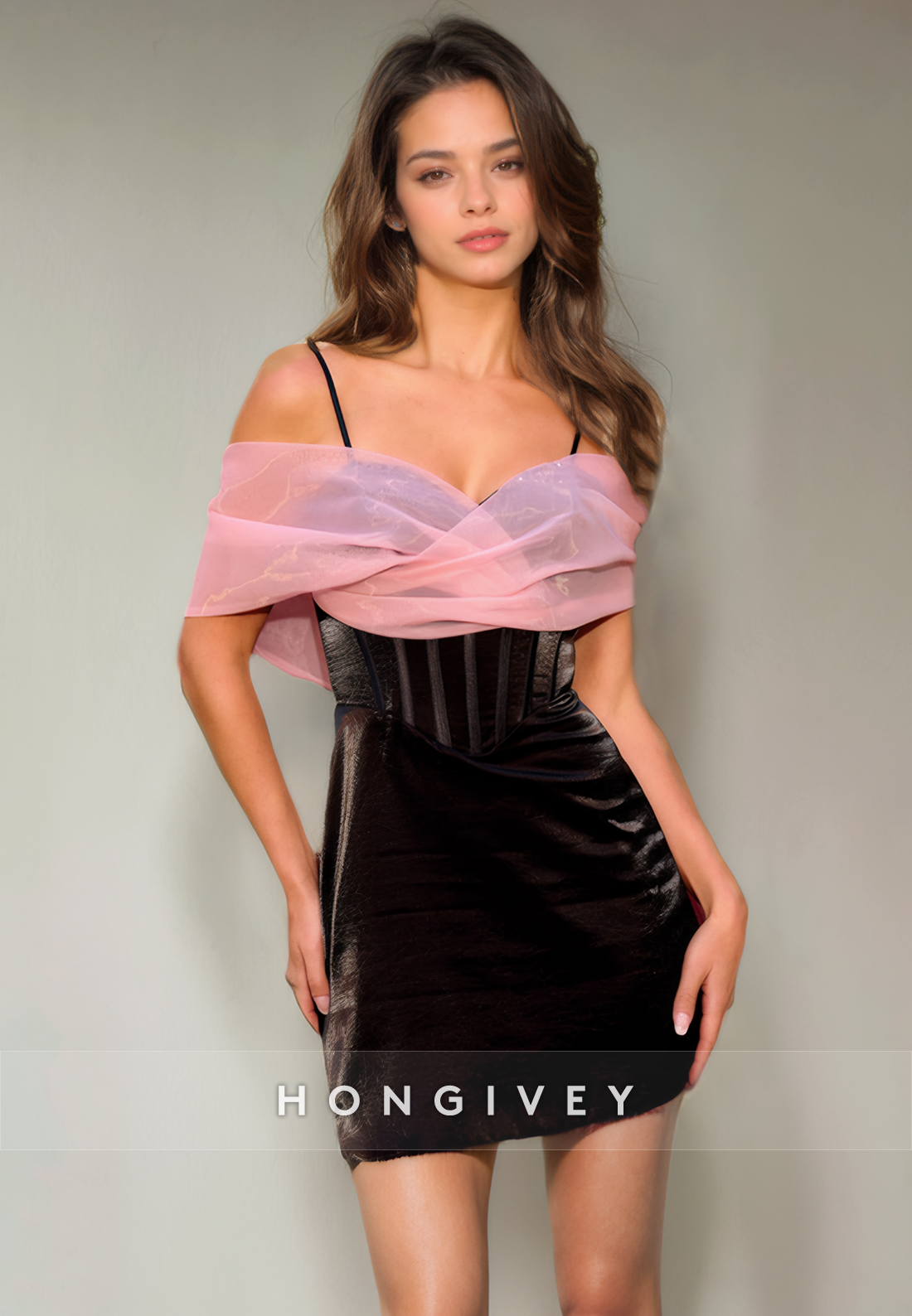 Chic Fitted Off-Shoulder Spaghetti Straps Empire Short Homecoming Dres
