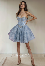 A-Line Sweetheart Beaded Appliques Short Party Homecoming Dress