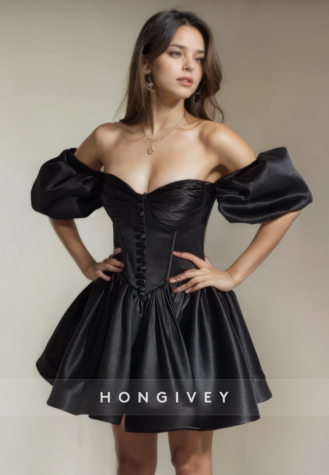 Off-Shoulder Sweetheart A-Line Empire Short Party Homecoming Dress