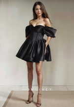 Off-Shoulder Sweetheart A-Line Empire Short Party Homecoming Dress