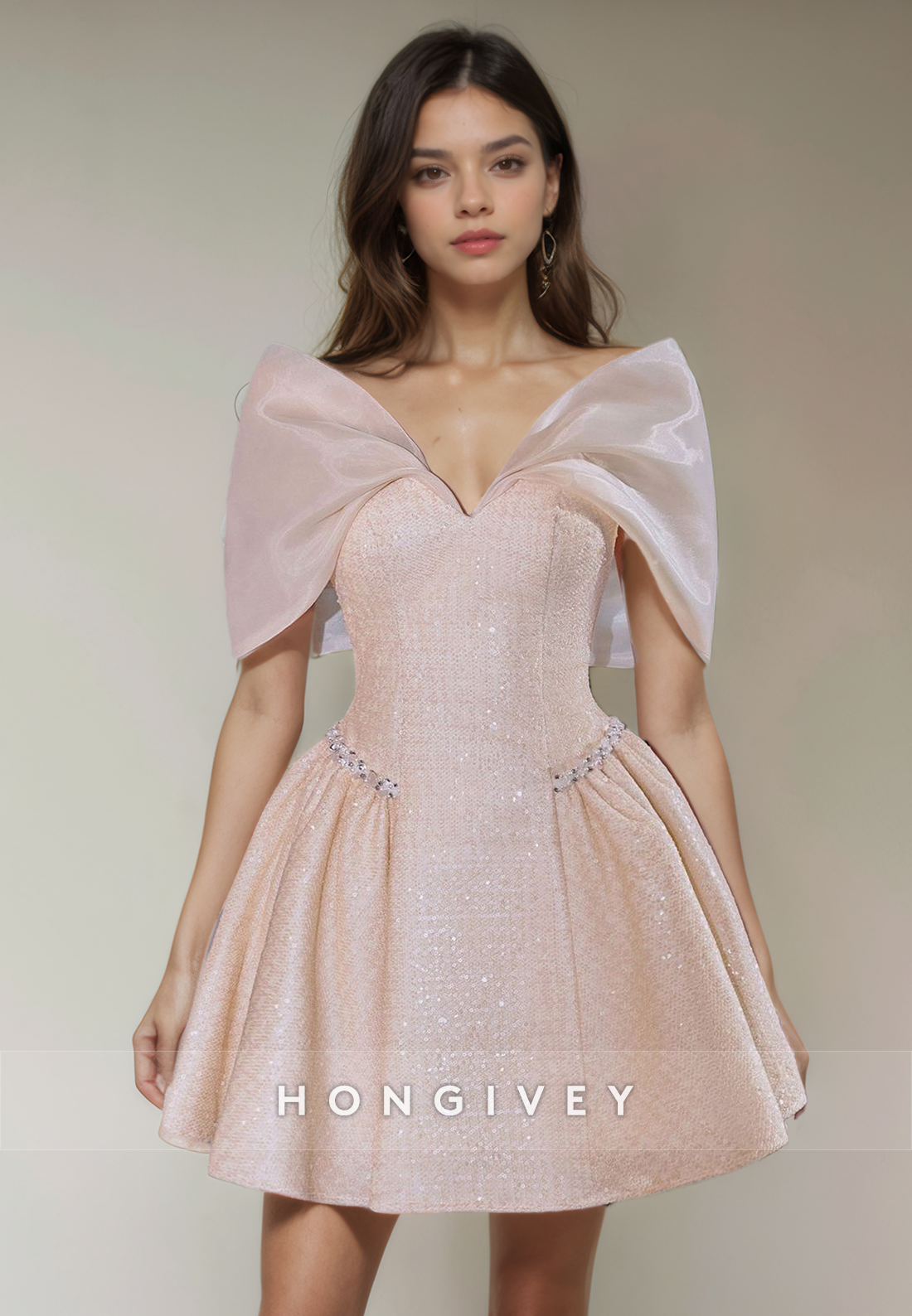 Chic Satin A-Line Off-Shoulder Short Party Homecoming Dress