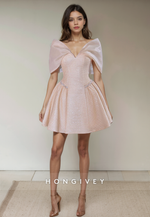 Chic Satin A-Line Off-Shoulder Short Party Homecoming Dress