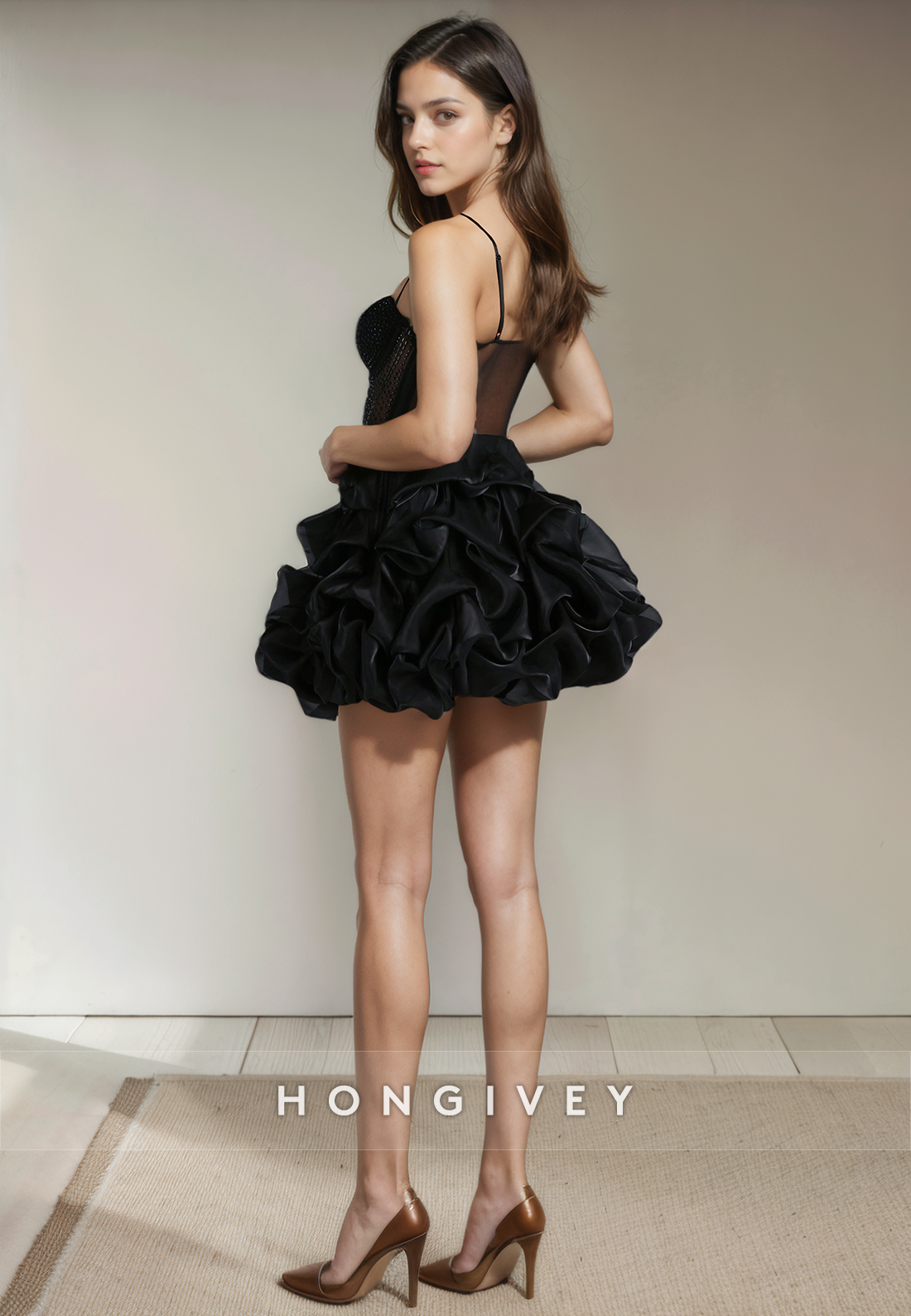 Sexy Black Sheer Sweetheart Spaghetti Straps Short Party Homecoming Dress