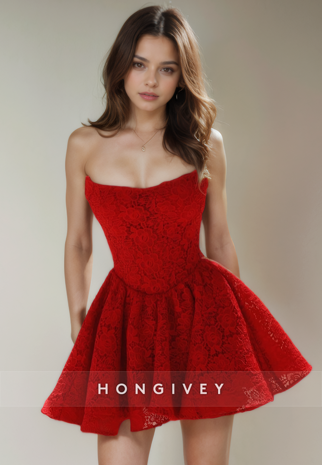 Lace A-Line Bateau Sleeveless Empire Short Party Homecoming Dress