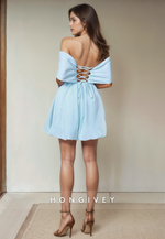 Simple Satin A-Line Off-Shoulder Short Party Homecoming Dress