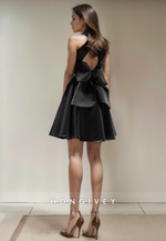 Casual Satin A-Line V-Neck Empire Short Party Homecoming Dress