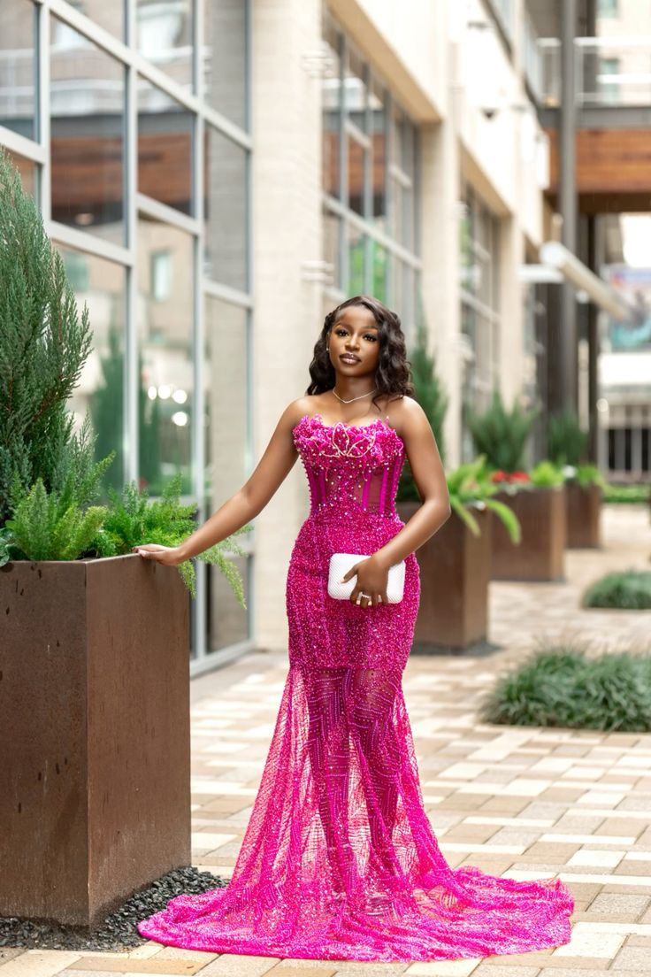 Modest Mermaid Strapless Fuchsia Black Women Prom Dresses Evening Party Formal Gown Birthday Gowns