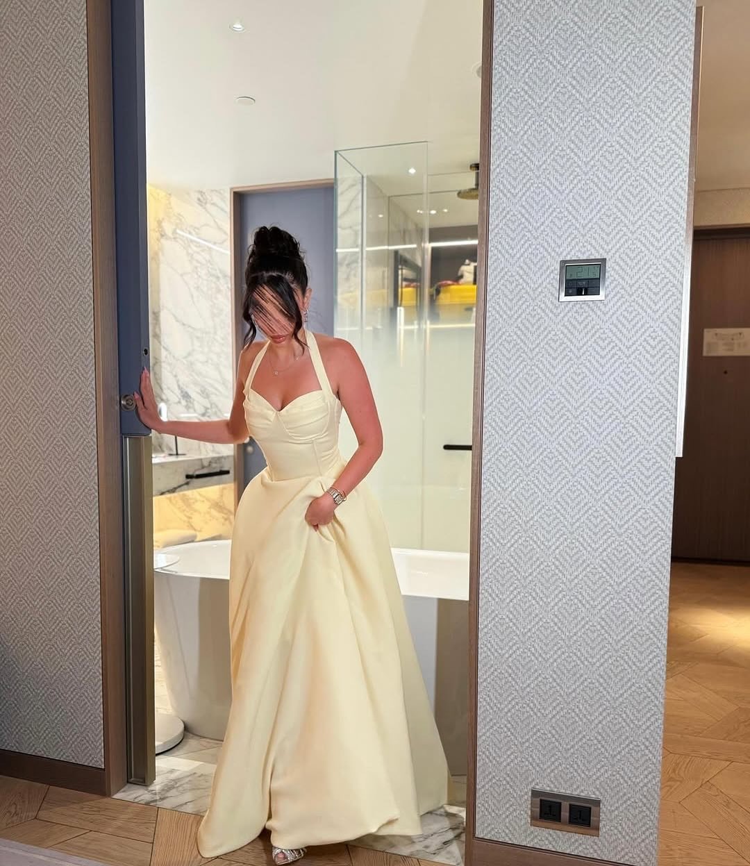 Simple Halter A-Line Yellow Sleeveless Floor-Lenght Prom Dress