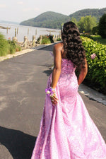 Modern Lavender Sweetheart Sequins Mermaid Prom Dress Split Long With Crystals Lace-Up