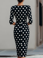 BlackWhite Polka Dot Midi Sheath Dress