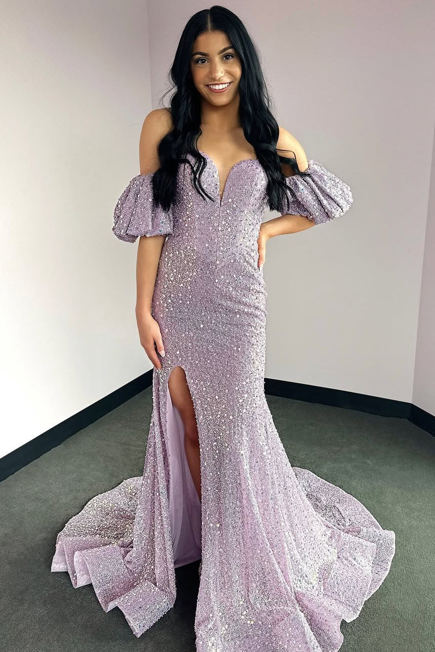 Mermaid Glittery Sequin Beaded Prom Dresses Long Sweetheart Party Dresses