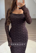 Elegant Long Sleeves Lace Formal Gown Detachable Mermaid Evening Gowns