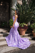 Sparkly Sequin Mermaid Sweetheart Sequined Lilac Long Prom Dresses Inspiration Evening Gowns For Women Formal Party Prom Dress AB1258