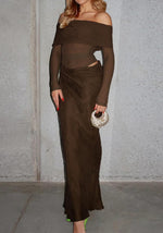 Sexy Mesh Off Shoulder Dress Elegant Sheer See Through Long Sleeve Ruched Bodycon Maxi Dresses