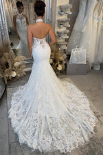Charming Mermaid Halter Lace Beach Wedding Dress