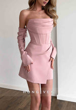 Simple Off the Shoulder Low Back Sheath Pleated Mini Homecoming Dresses