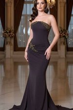 Miabel Sleeveless Strapless Mermaid Embroidery Evening Dress