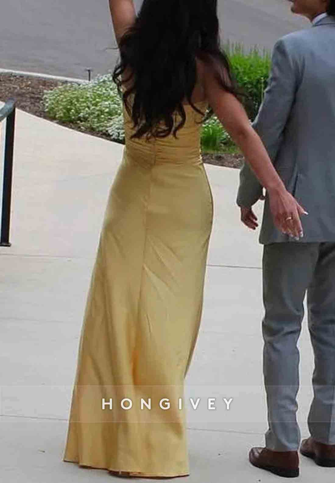 Simple Floor-Length Strapless Sheath Sweetheart Prom Dress with Keyhole