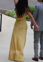 Simple Floor-Length Strapless Sheath Sweetheart Prom Dress with Keyhole