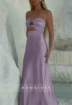 Simple Floor-Length Strapless Sheath Sweetheart Prom Dress with Keyhole