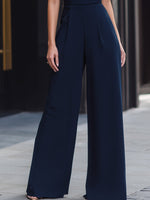 Off-Shoulder Structured Wide-Leg Suiting Jumpsuit