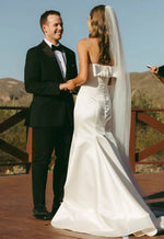 Gorgeous Mermaid Strapless Satin Long Wedding Dresses