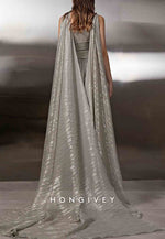 A-Line Floor-Length Empire Evening Gowns with 3D Flowers and Ruffles