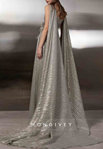 A-Line Floor-Length Empire Evening Gowns with 3D Flowers and Ruffles