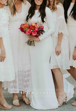 Simple Long Sleeves Satin Floor-Length Pleated Trumpet Wedding Dress